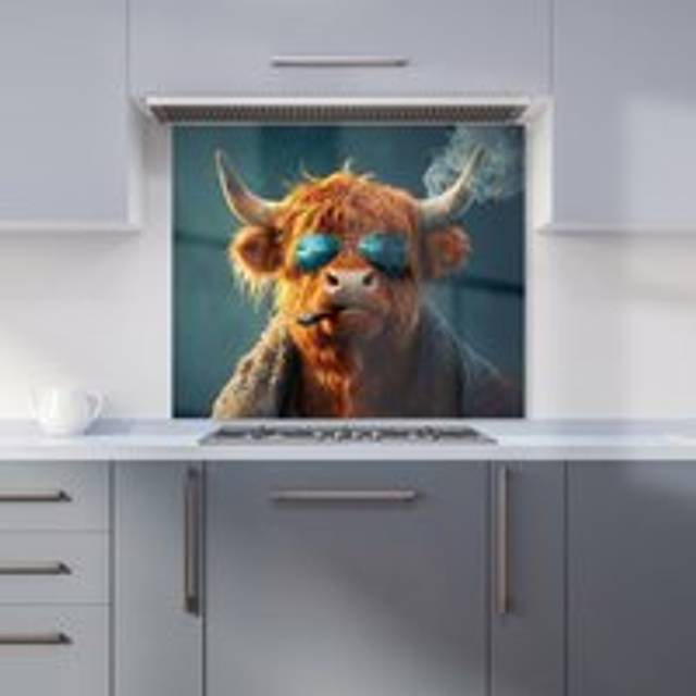 Warren Reed - Designer Trio Of Baby Highland Cows Kitchen Splashback W600Mm X H750Mm, Multi