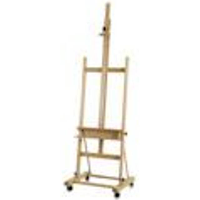 MEEDEN Easel Beech Wooden Large Easel Angle Adjustable Movable Vertical Storage Includes Storage Tray Compatible with Stretched Canvases Canvas up to