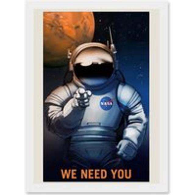 Nasa Poster Space Job Advert We Need You A4 Artwork Framed Wall Art Print - White - One Size