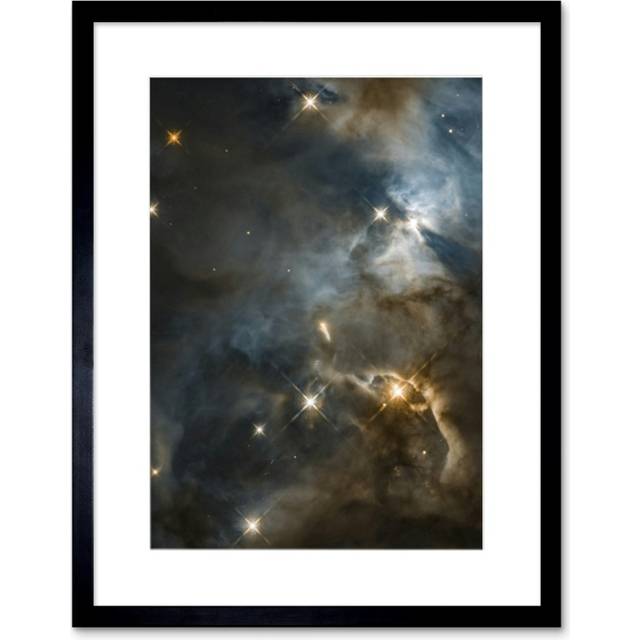 Wall Art Print Hubble Space Astronomy Serpens Nebula HBC 672 Orange Blue Stellar Nursery Sun Star Bat Shadow Interstellar Dust Cloud Artwork Framed 9X - Black - W7 inch x H9 inch