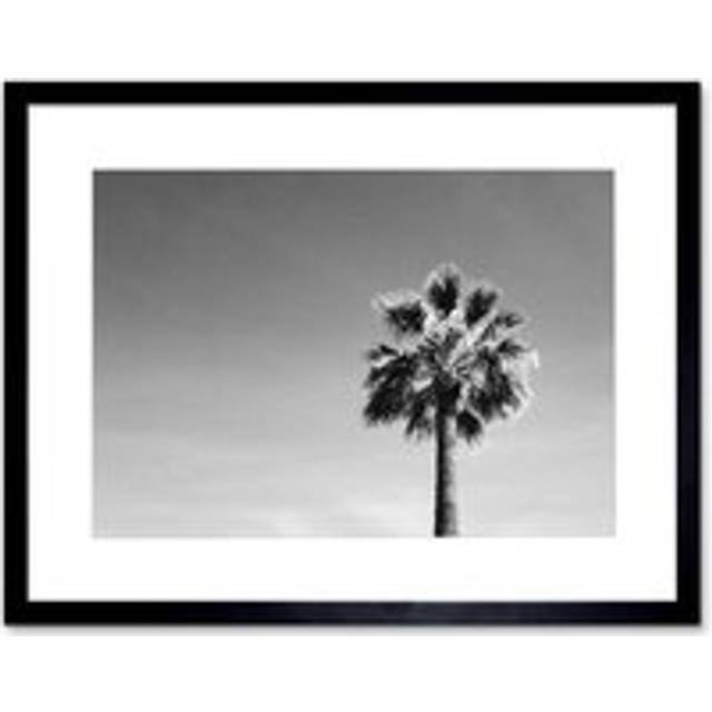 Wall Art Print Black and White Palm Tree Art Black Framed 9x7 inch - W7 inch x H9 inch