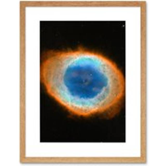 Wall Art Print Hubble Space Astronomy Planetary Nebula Ring Blue Red Dying Star Formation Celestial Doughnut Of Gas And Matter Artwork Framed 9X7 Inch - Beige - W7 inch x H9 inch