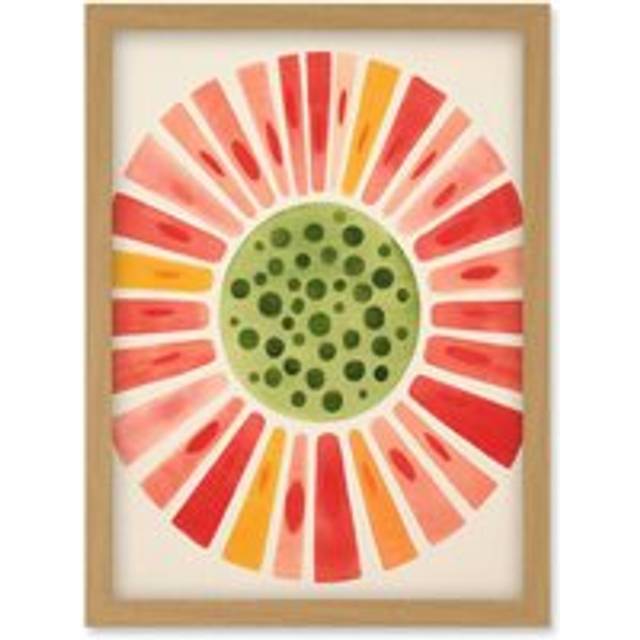 Wall Art Print Abstract Watermelon Kitchen Artwork Bright Colourful Pastel Pigments Artwork Framed A4 - Tan - A4