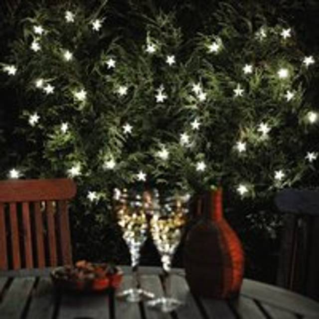 50 Star Solar Powered String Lights - Outdoor Garden White LED Fairy Light Decor for Patio, Wall, Fence, Pathway, Tree - 200cm - One Size