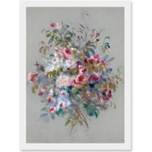 Renoir Bouquet Of Roses 1879 Painting Artwork Framed Wall Art Print A4 - White - One Size