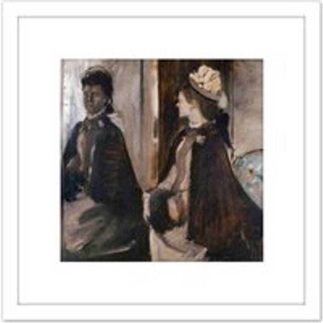 Edgar Degas Mrs Jeantaud In The Mirror 8X8 Inch Square Wooden Framed Wall Art Print Picture with Mount - White - One Size