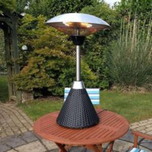 Infrared Electric Outdoor Indoor Table Top Heater Black Rattan Base - One Size