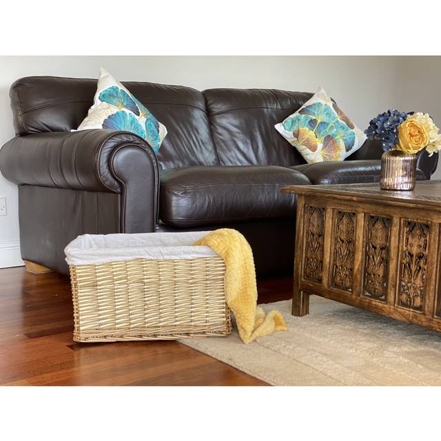 Topfurnishing - Big Huge Deep Living Room Fireplace Log Basket Full Wicker Storage Box [Natural,Extra Large 52x38.5x29cm]
