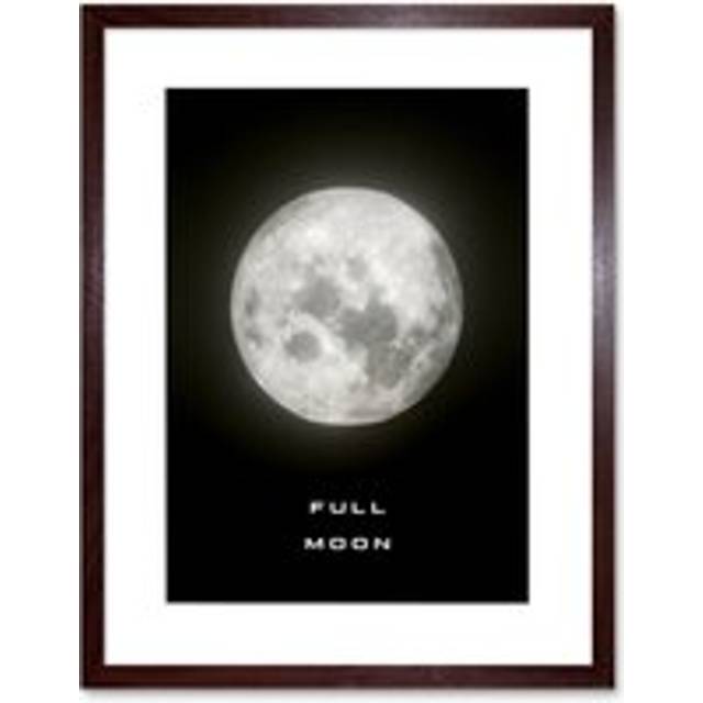 Wall Art Print Phases of the Moon Astronomy Full Moon Lunar Space Poster Artwork Framed 9X7 Inch - Brown - W7 inch x H9 inch