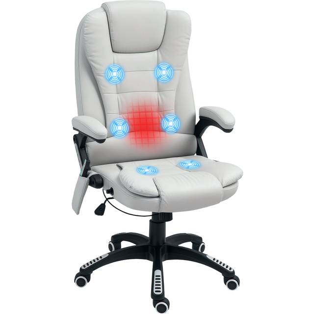 HOMCOM Heated Vibrating Massage Chair with Reclining Function - Light Grey | TJ Hughes
