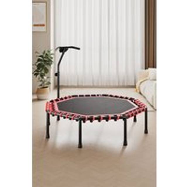 51 Inch Octagonal Trampoline with Adjustable T-Bar Handle and Elastic Rope - Red - One Size