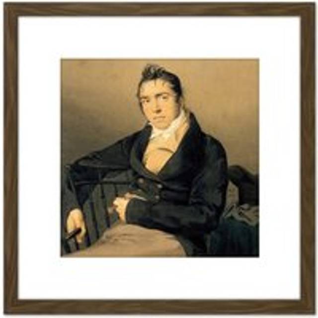 Smith Portrait Merchant Allan Melville Painting 8X8 Inch Square Wooden Framed Wall Art Print Picture with Mount - Brown - One Size