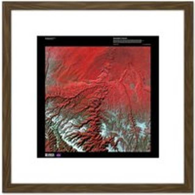 Science Map Satellite Desolation Canyon Utah USA Replica 8X8 Inch Square Wooden Framed Wall Art Print Picture with Mount - Brown - One Size