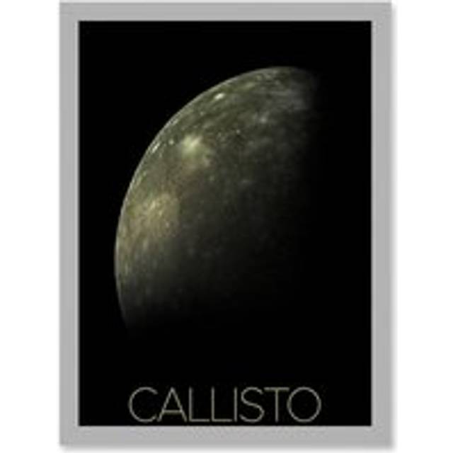 NASA Galileo Spacecraft Jupiters Moon Callisto B Poster Artwork Framed Wall Art Print A4 - Grey - One Size