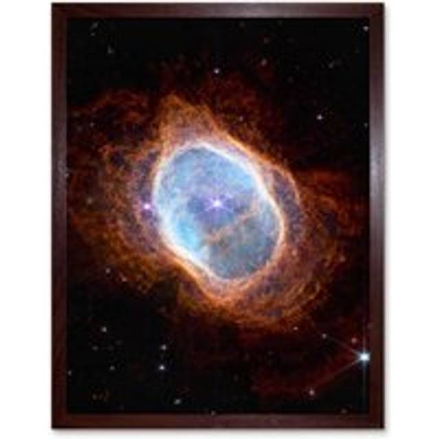 Wall Art Print NASA James Webb Space Telescope Dying Star Southern Ring Nebula NGC 3132 Nircam Image Art Framed - Brown - W12 inch x H16 inch