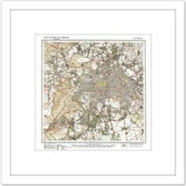 Map Antique 1922 Reich Office Berlin City Old Replica 8X8 Inch Square Wooden Framed Wall Art Print Picture with Mount - White - One Size