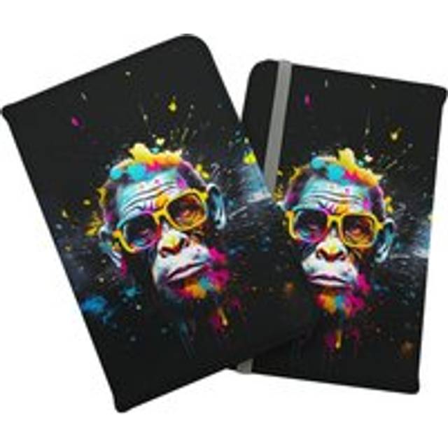 Coloured Splashart Monkey Face with Glasses Passport Cover - Blue - One Size
