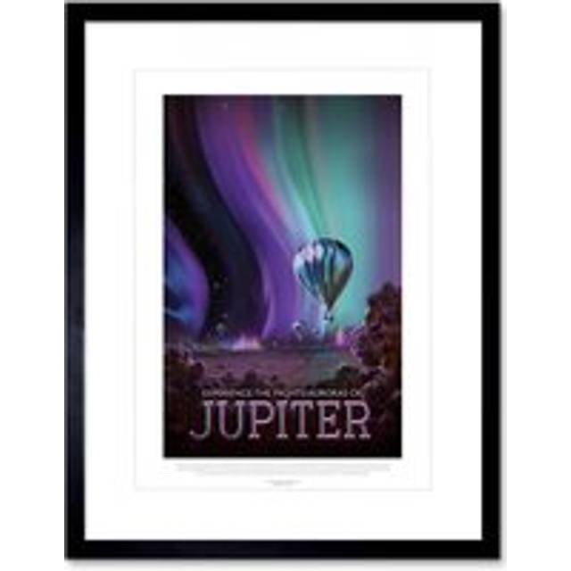 Wall Art Print NASA Space Travel Advert Jupiter Artwork Framed 9X7 Inch - Black - W7 inch x H9 inch