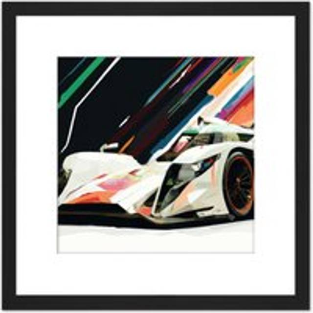 Motor Racing Motorsport Grand Prix F1 Vibrant Painting Square Wooden Framed Wall Art Print Picture 8X8 Inch - Black - One Size