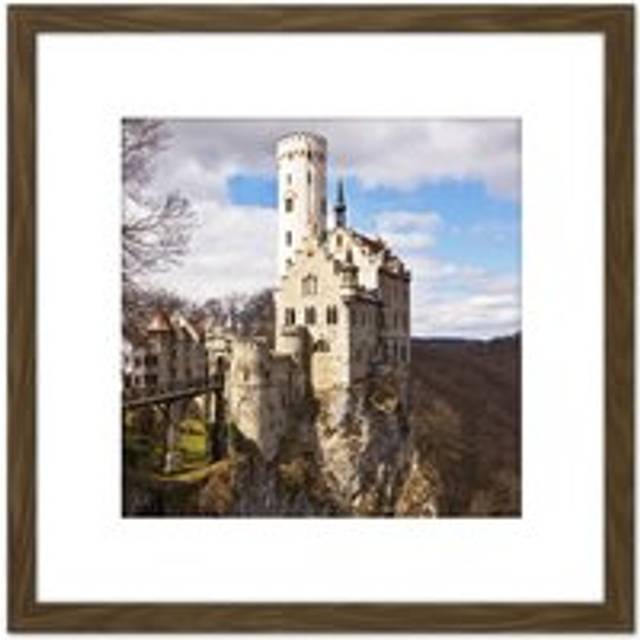 Donald Lichtenstein Castle Germany Landscape Photo 8X8 Inch Square Wooden Framed Wall Art Print Picture with Mount - Brown - One Size