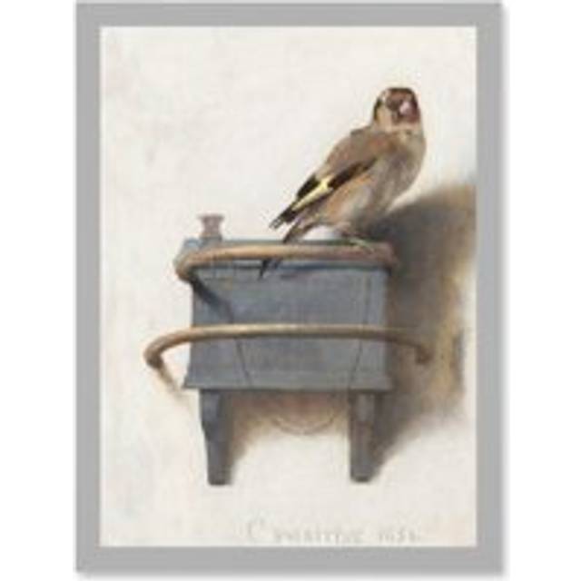 Fabritius The Goldfinch Bird Animal Nature Painting A4 Artwork Framed Wall Art Print - Light Grey - One Size
