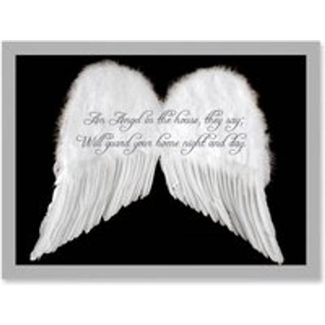 An Angel The House Guard Home Wings Quote Motivation Typography A4 Artwork Framed Wall Art Print - Grey - One Size