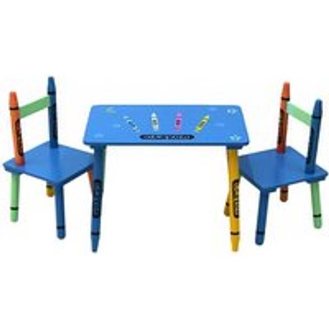 Oypla - Childrens Wooden Crayon Table and Chairs Set Kids Room Furniture