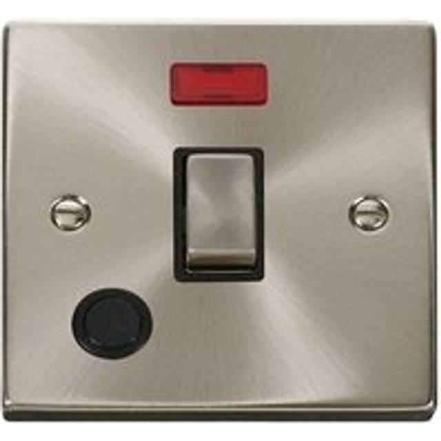 Satin / Brushed Chrome 1 Gang 20A Ingot DP Switch With Flex With Neon - Metallic Silver - One Size