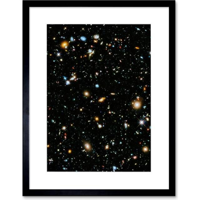 Wall Art Print Hubble Space Astronomy Ultra Deep Field 2014 Ultraviolet Composite Separate Exposures Observations Distant Galaxies Primitive Stages Ar - Black - W7 inch x H9 inch