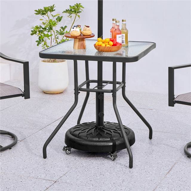 Colour 24.7kg Resin Free Standing Umbrella Base with Wheels - Black (43cm H X 50.5cm W X 50.5cm D)