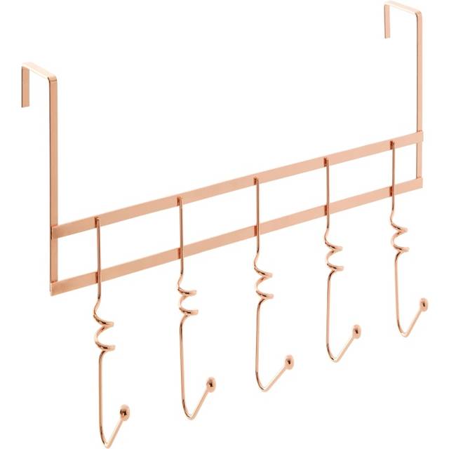 Functional Copper Finish Over Door 5 Hook Swirl Hanger, Stylish Over Door Coat Hanger, Sturdy Hanging Rack - Gold - One Size