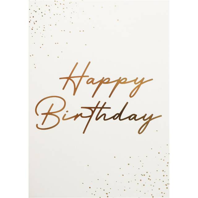 Gratulationskort Guld Happy Birthday med Kuvert