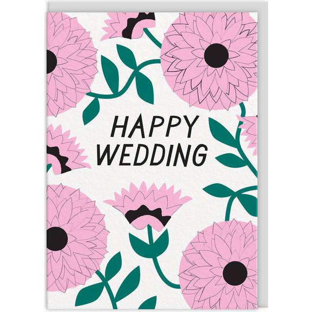 Ohh Deer Wedding Flowers Greeting Card - white/pink/green - one size