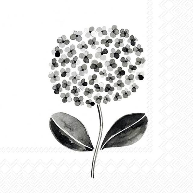 IHR Black & White Flower Print Lunch Paper Napkins 20-Pack Disposable 3-Ply
