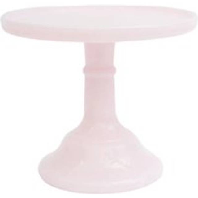6" Baby Pink Crown Tuscan Milk Glass Pedestal Cake Stand - Brown