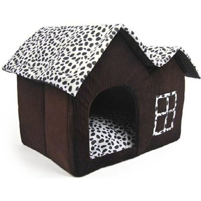(brown) Removable Dog Beds Double Pet House Brown Dog Room Luxury Cat Beds Cushion 55 X 40 X 45 Cm