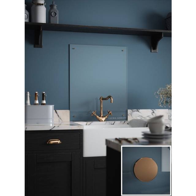 Laura Ashley Clear Glass Kitchen Splashback (copper Caps) 600 X 750mm, Clear