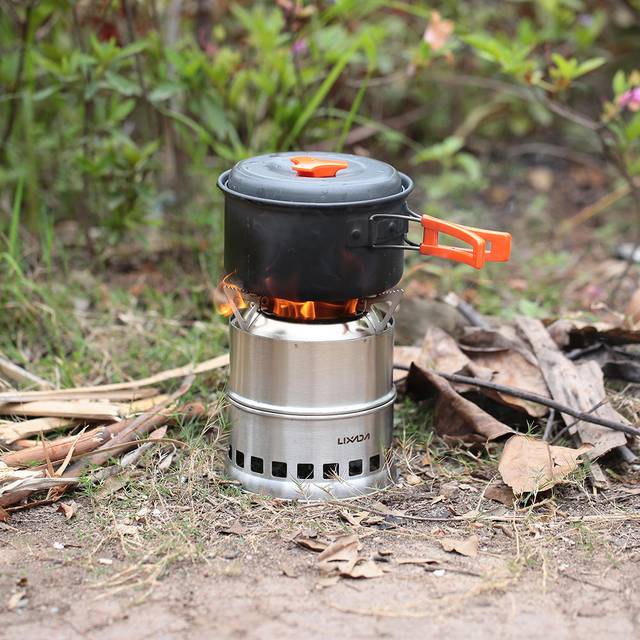 Lixada Portable Stainless Steel Lightweight Wood Stove Solidified Alcohol Stove Outdoor Cooking Pic