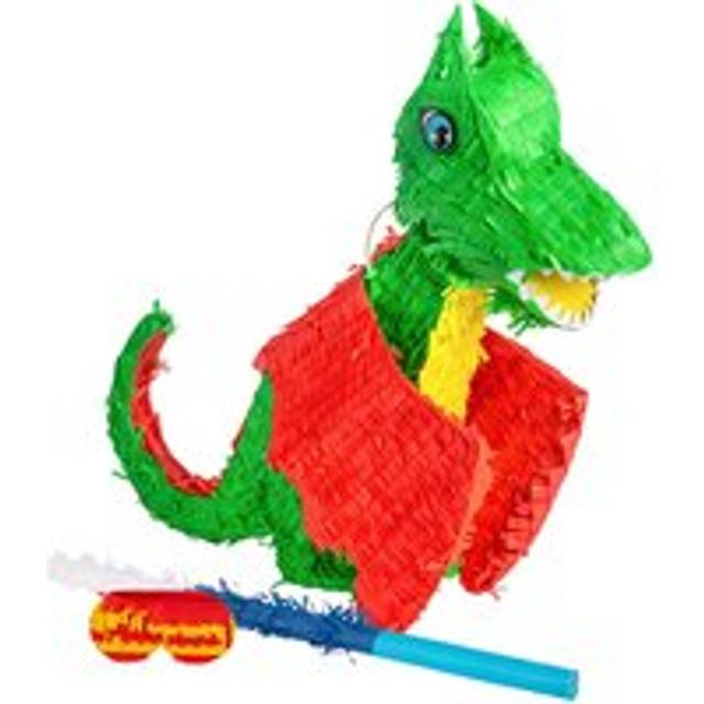 3pc Large Dragon Pinata Party Set - Blue Stick