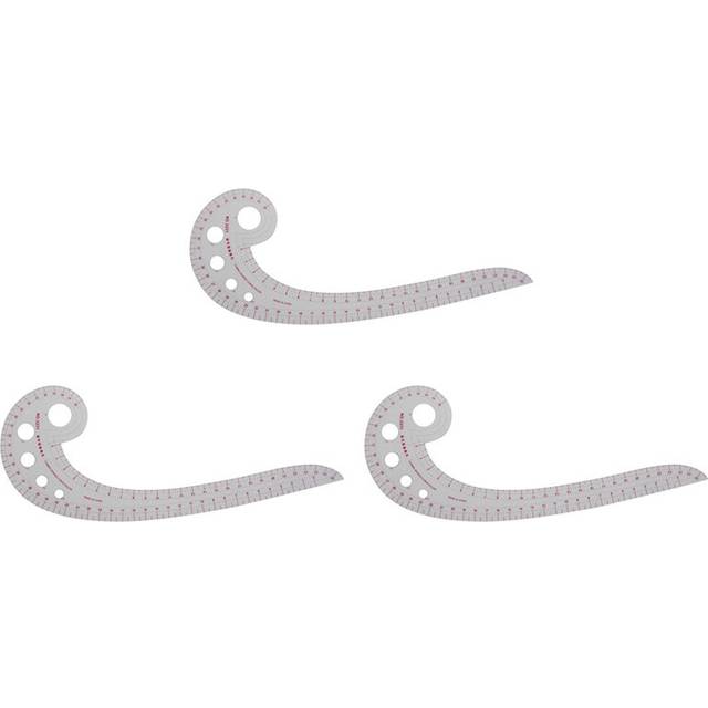 3X 11.8 Inch Long Comma Shaped Plastic Transparent French Curve Ruler Spline