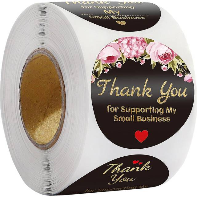 (1inch, One size) 1 Roll Label Stickers Ultra Thin Handmade Pvc Convenient Use Thank You Stickers Office Accessories - JXLGV