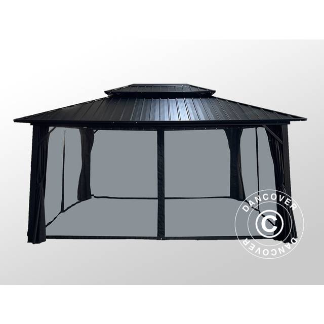 Gazebo San Francisco w/curtains and mosquito net, 3.65x4.85 m,