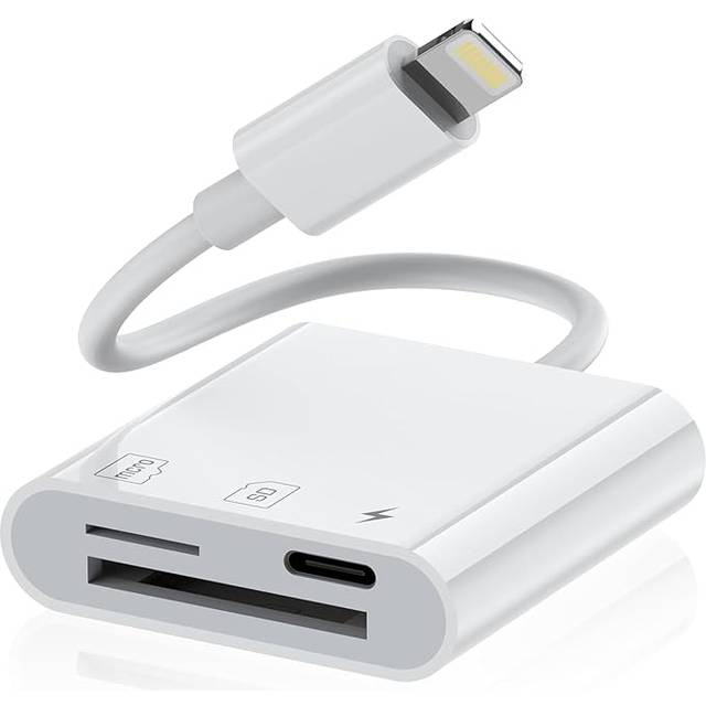 SD-kortläsare för iPhone iPad, Lightning till SD-kortläsare, minneskortläsare, Trail Game Camera SD-kortvisare med dubbla kortplatser för MicroSD/SD