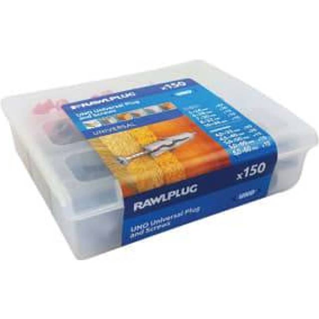 Rawlplug Uno Universal Mixed Wall Plug & Screw case - 150 Pack