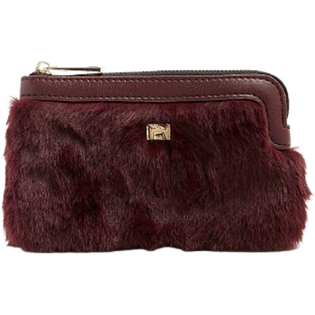 River Island Womens Red Faux Fur Pouch Purse - One Size