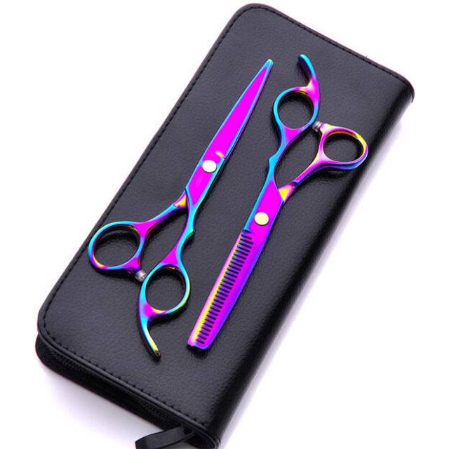 2Pcs Professional Hair Shears 6inch Barber Haircut Scissors For Hair Cutting Thinning Shears