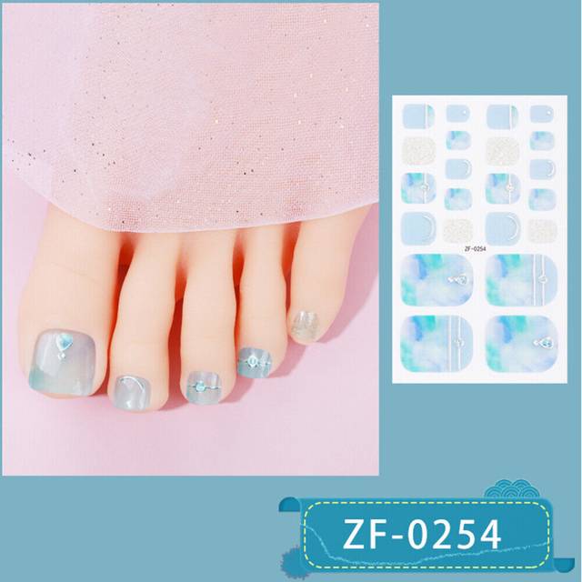 Nail Art Marbling Glitter Marble Toe Nail Wraps Full Cover Polish Foot Stickers!