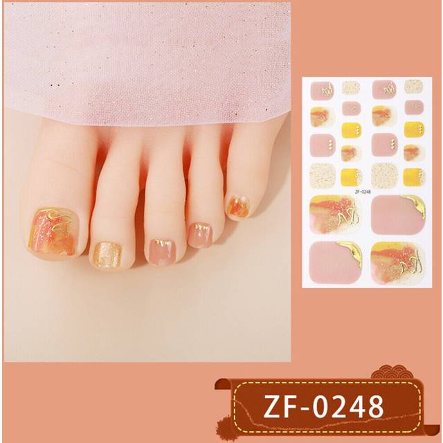 Nail Art Marbling Glitter Marble Toe Nail Wraps Full Cover Polish Foot Stickers!