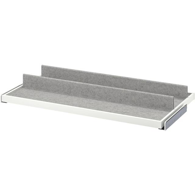 KOMPLEMENT utdragbart hyllplan med skoinsats, vit/ljusgrå, 100x58 cm