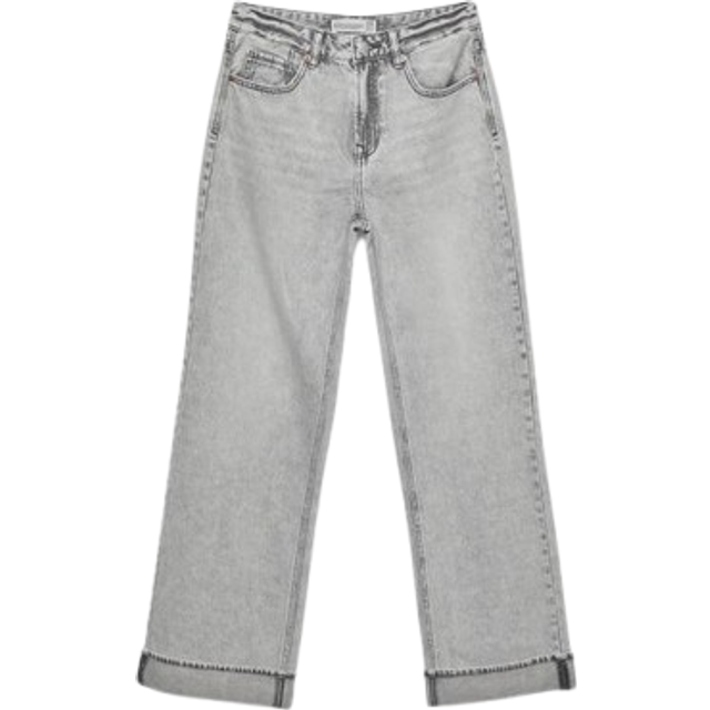 Stradivarius D92 straight wide-leg jeans LIGHT GREY DENIM WASH 6